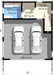 2 car ADU Garage Apartment 1 Bed, 2 Bath Architectural Build Plans PDF Download