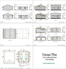 24×24 Feet 2 Cars Garage Shed Plan 7.3×7.3 Meter PDF Plans (A4 Hard Copy)