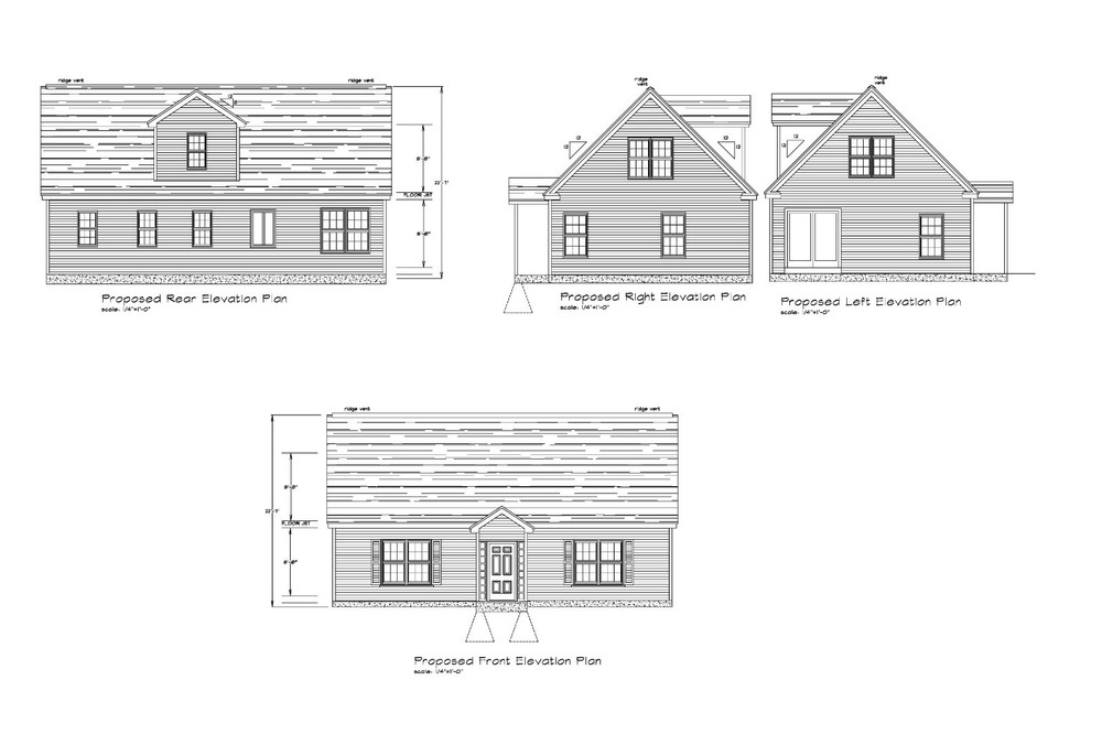 HOUSE PLANS CAPE STYLE PLANS 1900 SF 3BR-2.5B- CAPE STYLE HOUSE PLANS #16024