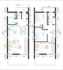 16×33 Feet House Plan 5×10 Meter 2 Beds 2 Baths Gable Roof PDF (A4 Hard Copy)