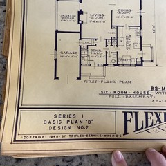 Vintage 1948 4 Square Home Plan Drawing Blueprint Triflex Service Washington DC