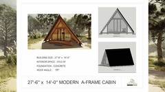 27’-6’’ x 14’-0’’ MODERN A–FRAME CABIN HOUSE PLAN PDF & 3D IMAGES