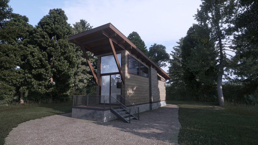 American Style Modern Cottage House Plan with 3D images & PDF Blueprints,DWG