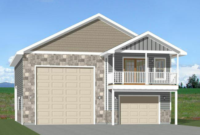 36×42 Apartment with 1-Car 1-RV Garage — PDF Floor Plan — 961 sqft — Model 2D