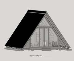 27’-6’’ x 14’-0’’ MODERN A–FRAME CABIN HOUSE PLAN PDF & 3D IMAGES