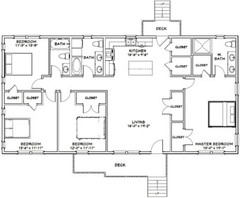 60×30 House — 4 bedroom 3 Bath — 1,800 sqft — PDF Floor Plan — Model 4B
