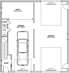 40×42 Apartment with 1-Car 1-RV Garage – PDF FloorPlan – 1,101 sqft – Model 4A