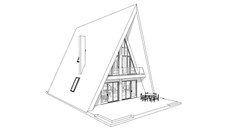 35’x59’ 4 Beds, 2 Baths A-Frame Cabin Architectural Build Plans PDF.