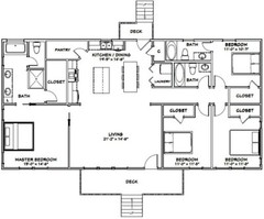 60×30 House — 4 bedroom 3 Bath — 1,800 sqft — PDF Floor Plan — Model 3B