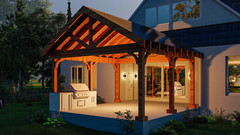 15’x16’ Cedar Canopy DIY Plans – Post Layout, Elevations, 3D Views, Roof Framing