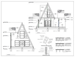 45’x32’ 3-Beds, 2-Baths Modern A-Frame Architectural House Plans PDF Download.