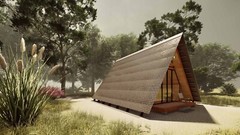 27’-6’’ x 14’-0’’ MODERN A–FRAME CABIN HOUSE PLAN PDF & 3D IMAGES