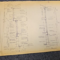 Vintage House Blueprint 33×17 1964 Mid Century Modern Drawing Art Glen Ellyn IL