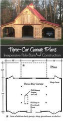Three-Bay Car Barn Plans with Lofts: 3 Different Sets of Pole-Barn Plans (G3)