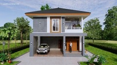 Small House Design 8×10 Meter 27×40 Feet 4 Beds 3 Baths Hip Roof (A4 Hard Copy)