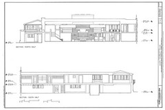 Frank Lloyd Wright Prairie Style home, architectural drawings, Coonley House