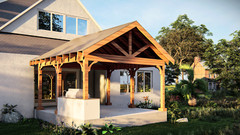 15’x16’ Cedar Canopy DIY Plans – Post Layout, Elevations, 3D Views, Roof Framing