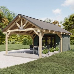 Farmhouse Pavilion Plans , 14’x26′ Timber Frame Pool House Blueprints