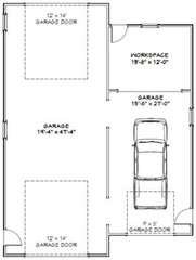 36×48 1 RV Garage – 1,600 sq ft – PDF Floor Plan – Model 2B