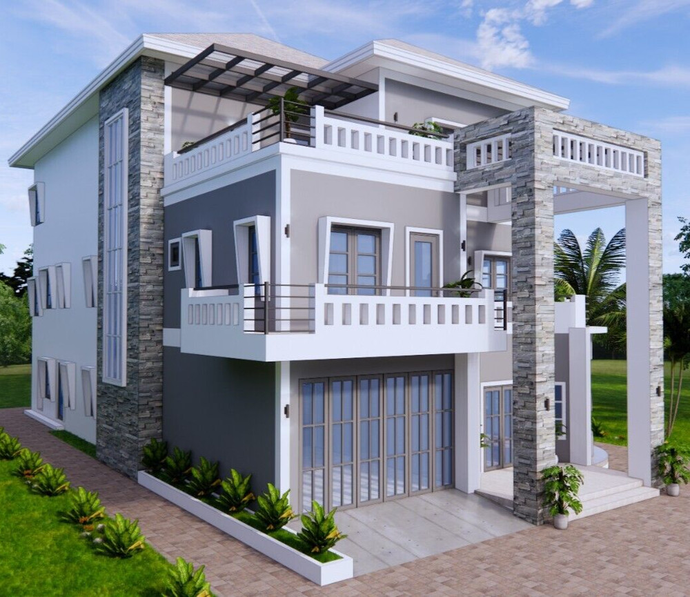 40×70 Feet House Design Plans 12×23 Meter 5 Bed 6 Bath PDF Plan & A4 Hard Copy
