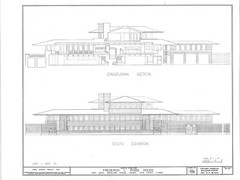 Frank Lloyd Wright Prairie Style Home – Robie House, 25 sheet set, PRINTED