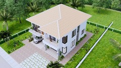 36×40 Feet House Design Plan 11×12 Meter 4 Beds 5 Baths Hip Roof (A4 Hard Copy)