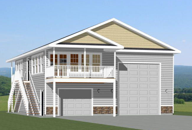 36×40 Apartment with 1-Car 1-RV Garage — 902 sqft — PDF Floor Plan — Model 1D