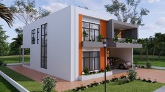 39×49 Feet Modern House Plan 12×15 Meter 5 Beds 6 Baths Flat Roof (A4 Hard Copy)