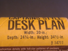 VTG Sears Early American Captains Style Desk Blueprint Plans Instruction Sheet