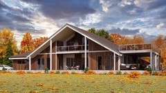 100’x54’ 4-Beds 4-Baths Charming A-Frame Architectural Build Plans PDF Download
