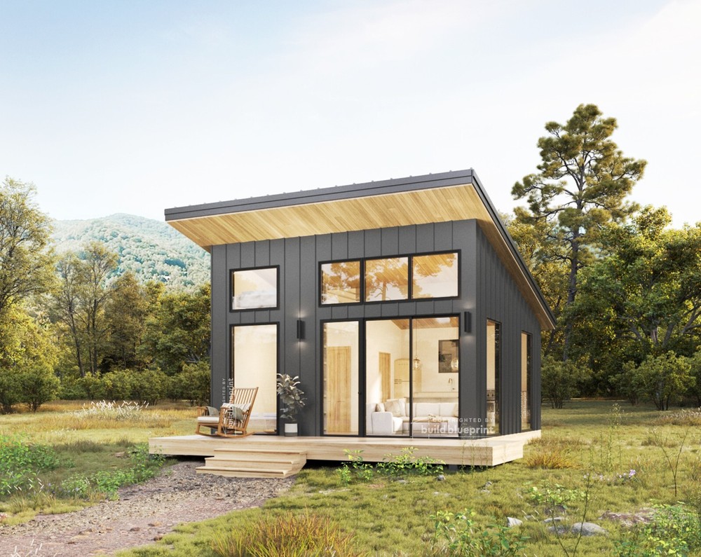 20×20 Lean Modern Cottage Custom Architectural Plans 400SF – PDF Download