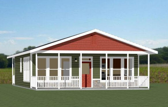 28×34 House — 2 Bedroom 2 Bath — 952 sq ft — PDF Floor Plan — Model 1
