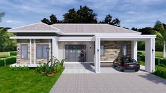House Plans 14×11 Meter 46×36 Feet 3 Beds 2 Baths Hip Roof (A4 Hard Copy)