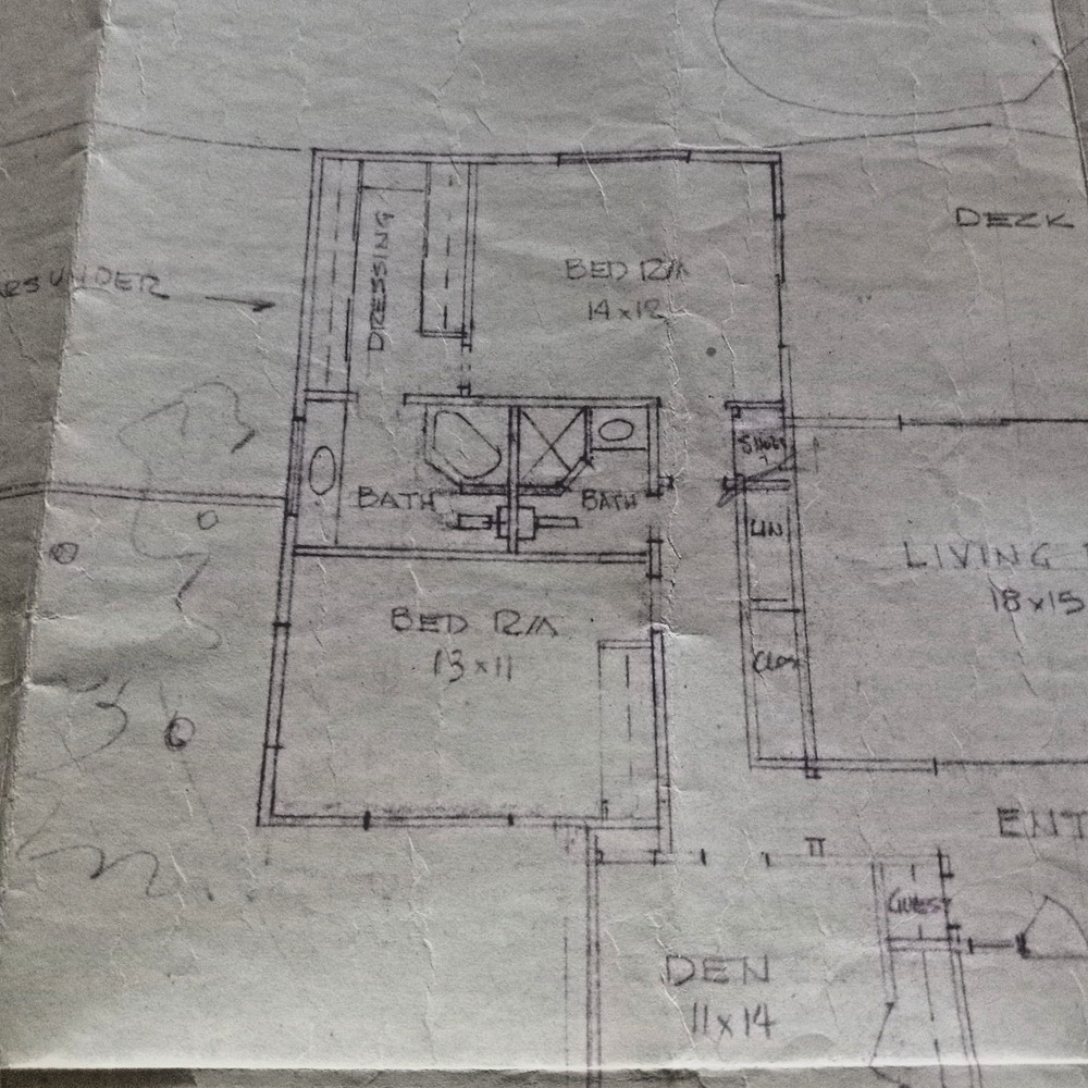 Vintage Mid-Century Architectural Blueprint Plans by Architect Joyce Miller 1964