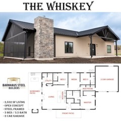 The Whiskey Barndominium Plan: 3 Bedrooms / 3.5 Baths 2,832 SF Design Blueprints