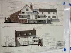 Architectural Renderings 4 Sheets Hand-Colored Elevations 30×42 Design Drawings