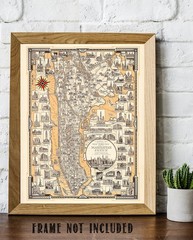 1939 Pictorial Map of Manhattan New York City Art Deco Print