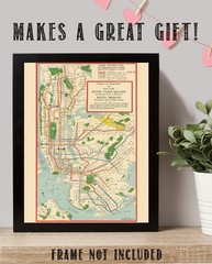 Rapid Transit Map of Greater New York Vintage Subway Rail Map Wall Art