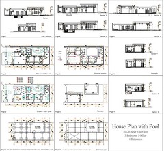 33×65 Feet House Plans 10×20 Meter 3 Bedrooms with Swimming Pool (A4 Hard Copy)