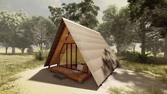 27’-6’’ x 14’-0’’ MODERN A–FRAME CABIN HOUSE PLAN PDF & 3D IMAGES