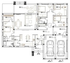 Modern 4Bedroom 2Bathroom House Plans Blueprints and Floorplans, 258m2-2780sqft