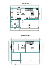 20’x28′ Modern Tiny House Plans, Lean Cabin Architectural Construction Blueprint