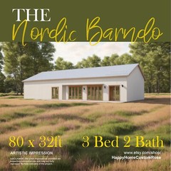 Nordic Barndominium Modern House Open Plan Design 80 x 32 – 3 Bed 2 Bath Drawing