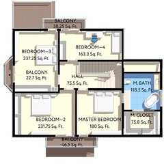 45’x32’ 5 Bed, 3 Bath Two-Story House Architectural Build Plans PDF.