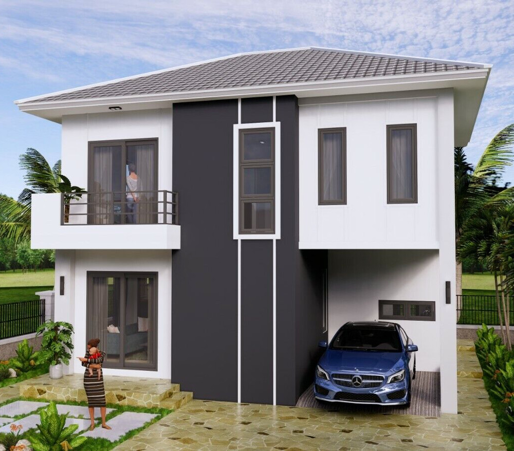28×22 Feet House Plans Design 8.5X6.5 Meter 3 Beds 3 Baths Hip (A4 Hard Copy)