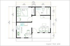 Small Home Design 6.5×6 Meter 22×20 Feet One Bed One Bath Shed (A4 Hard Copy)