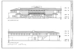 Frank Lloyd Wright Prairie Style home, architectural drawings, Coonley House