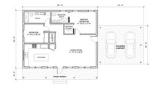 Classic Compact Barndominium 2 car carport – 2 bed 2 bath (39’x30′) 1170 SF Cust