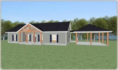 Ranch House Plans 1602 SF 3 Bed 2 Bath Open Floor – Split BR (Blueprints) #1015