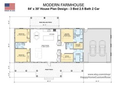Harvest Farmstead Modern House Open Plan Design 84 x 30 – 3 Bed 2.5 Bath 2 Car –